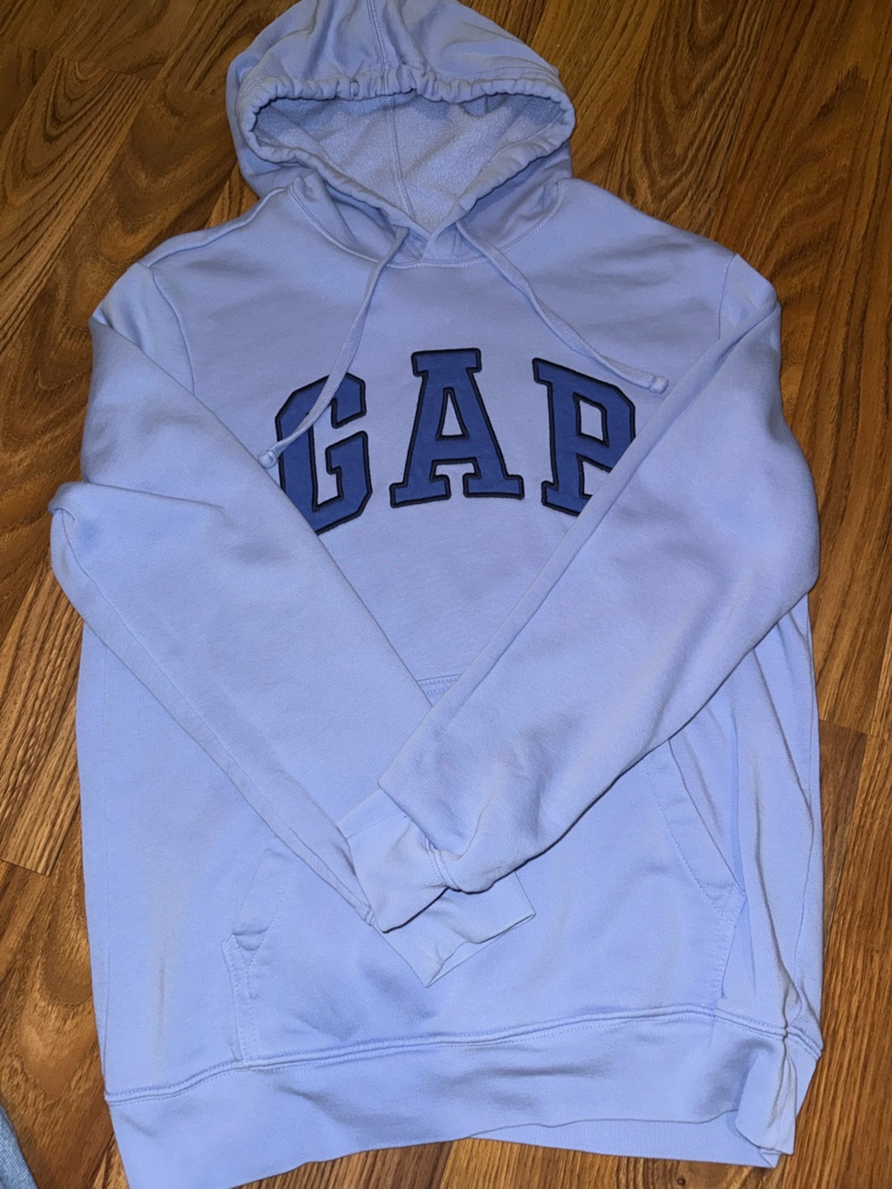 GAP Pastel Blue Pullover Hoodie with Navy Logo
